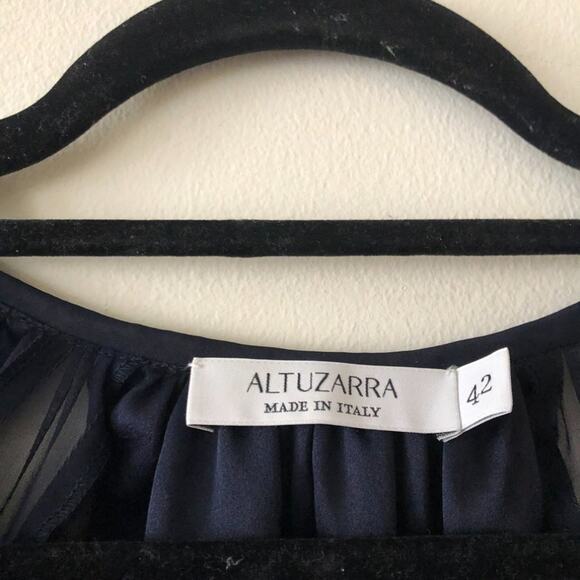 Altuzarra Navy Silk Long Sleeve Peasant Dress - Picture 6 of 10